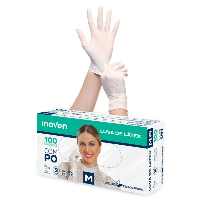 LUVA DE LATEX M C/PÓ 100un - Imagem 2