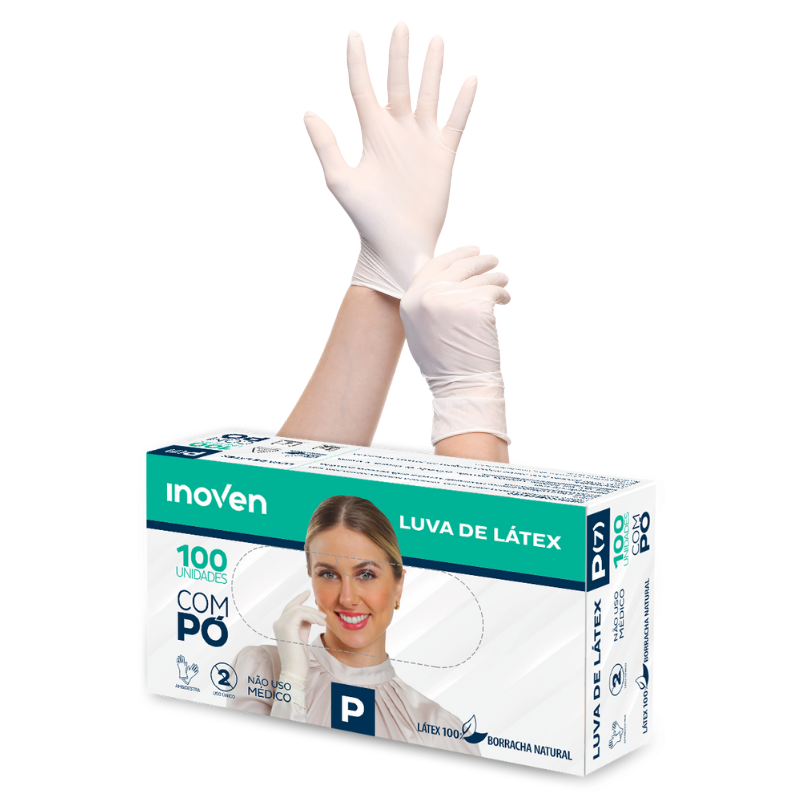 LUVA DE LATEX COM PÓ P 100un - Imagem 2