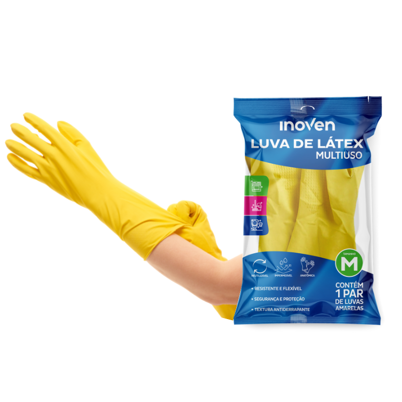 LUVA DE LATÉX AMARELA M PAR
