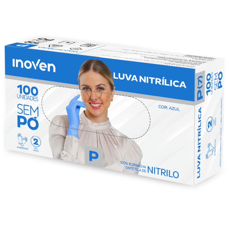 LUVA NITRÍLICA AZUL P 100un