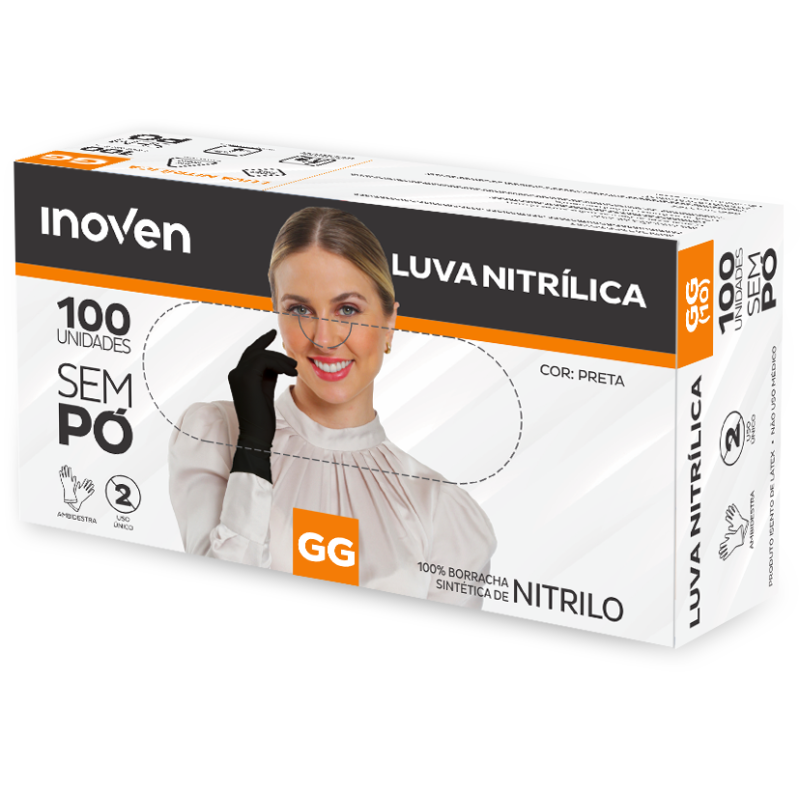 LUVA NITRÍLICA PRETA GG 100un