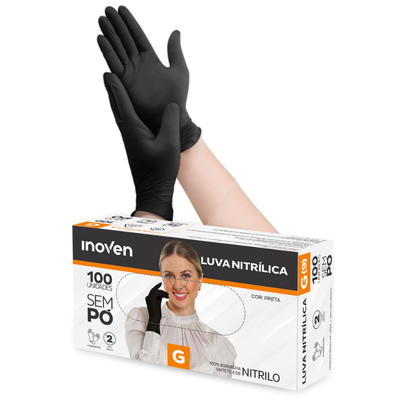LUVA NITRÍLICA PRETA G 100un - Imagem 2