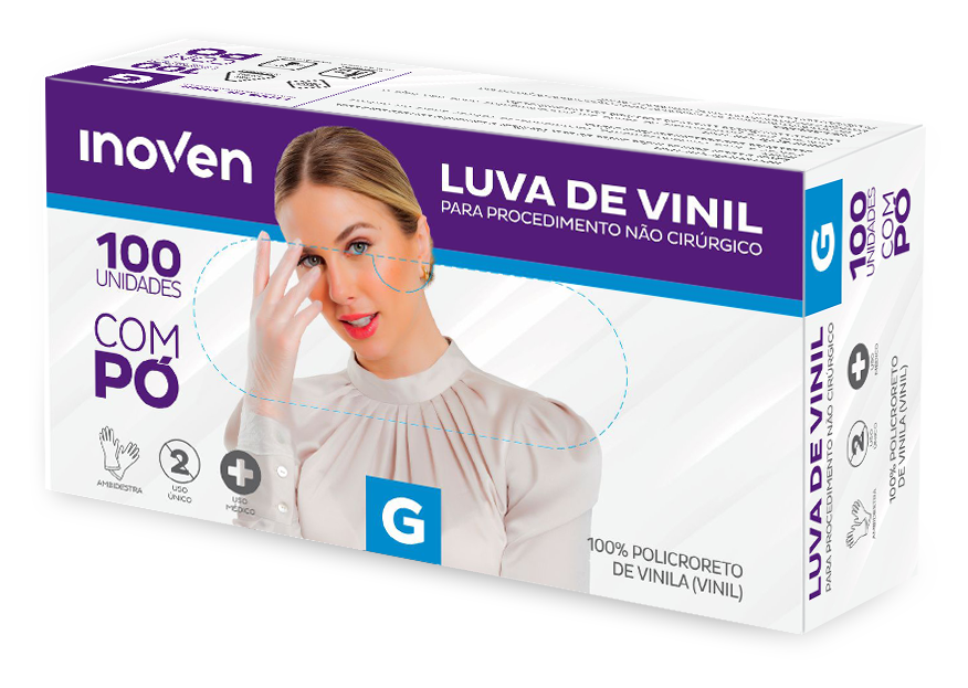 LUVA DE VINIL COM PÓ G 100un