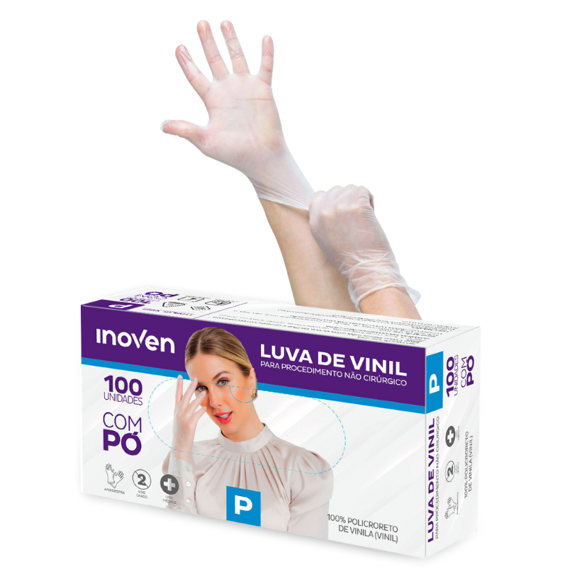 LUVA DE VINIL COM PÓ P 100un - Imagem 2