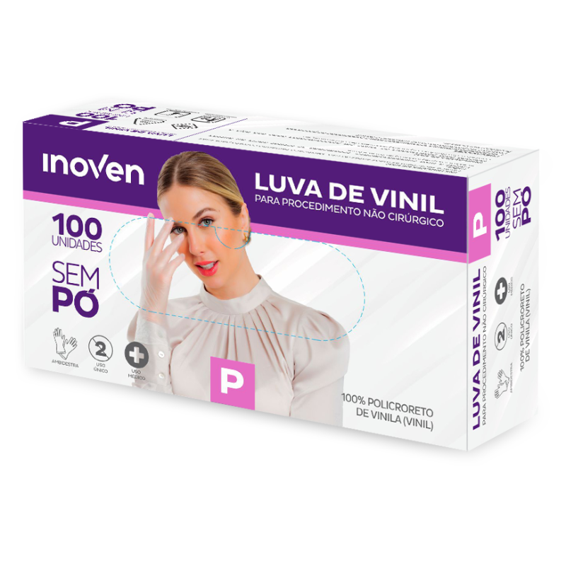 LUVA DE VINIL SEM PÓ P 100un