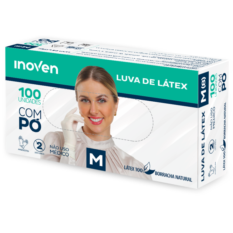 LUVA DE LATEX M C/PÓ 100un