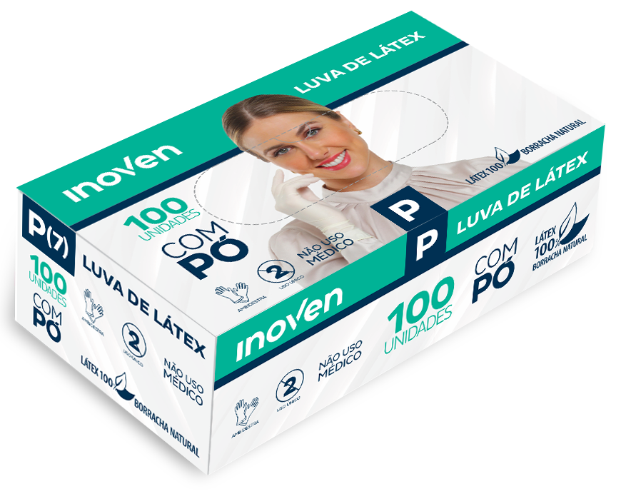 LUVA DE LATEX COM PÓ P 100un - Imagem 3